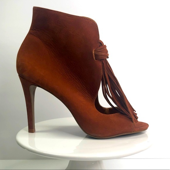 Sergio Zelcer Cognac Heels Peep Toe Shoes #8 - Picture 1 of 9